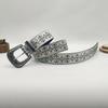 Distressed Y2K-Style Totem-Embossed Leather Belt