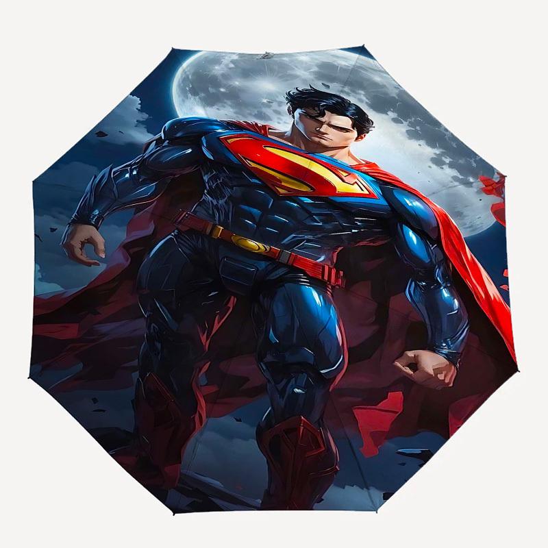 1pc Superman full moon Automatic Folding Umbrella - Compact 8-Rib Design, Durable Plastic & Iron1405L