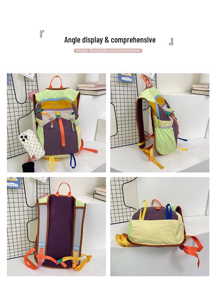 Women's Large Capacity Color Block Retro Hiking Backpack - Multifunctional Outdoor Mountaineering and Cycling Bag