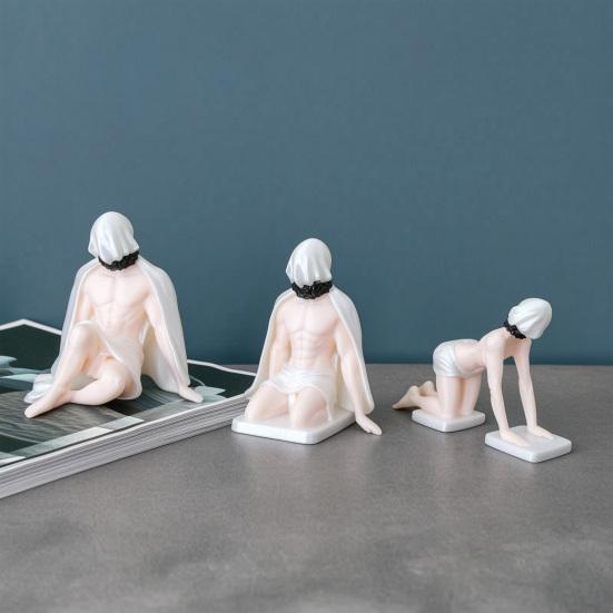 Cool E-sports Room Decor 3D Printed Masked Hottie Ornament, Mysterious Character Figurine, Stable Creative Office Desk Gadgets Base Desktop