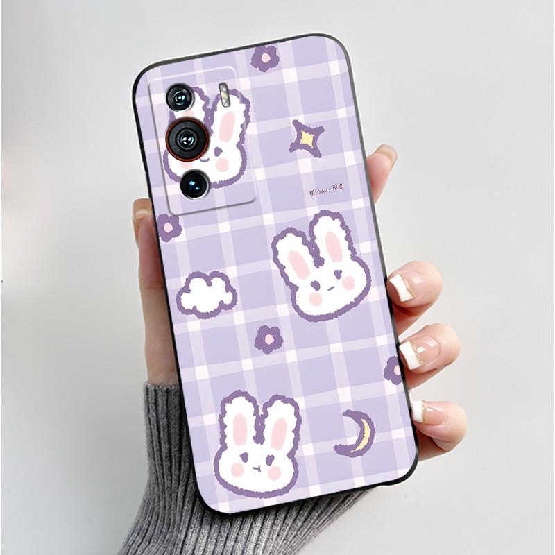 Hülle Für ZTE Nubia Z40 Pro NX701J Niedliches Herz Hase Schwarz Weiches TPU Silikon Stoßfeste Rückabdeckung Für Nubia Z40Pro 5G Handyhülle