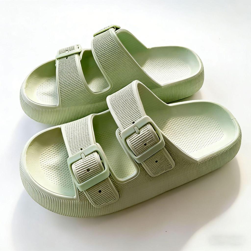 2025 Dicksohlige EVA-Sandalen mit Doppelschnalle: Step-On-Komfort für Paare, Frauen, Innen-/Außenbereich
