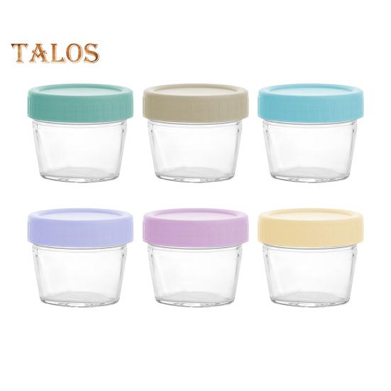 

6шт стеклянные контейнеры для хранения пищевых продуктов с крышками 120 мл герметичные герметичные многоразовые измерительные линии без бисфенола А банки для пищевых продуктов для приготовления пищи, закуски, пюре 6pcs