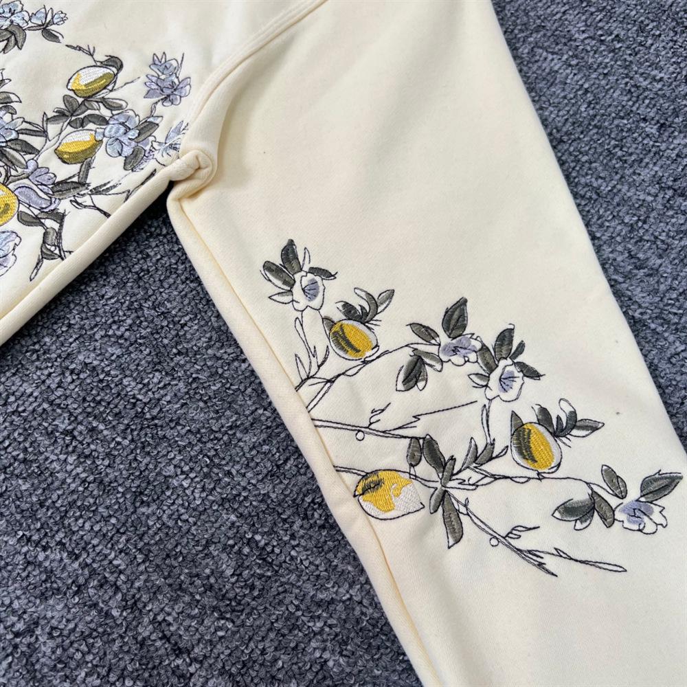 Derschutze "Garden of Eden" Embroidered Fleece Zip-Up Hoodie for Men & Women.
