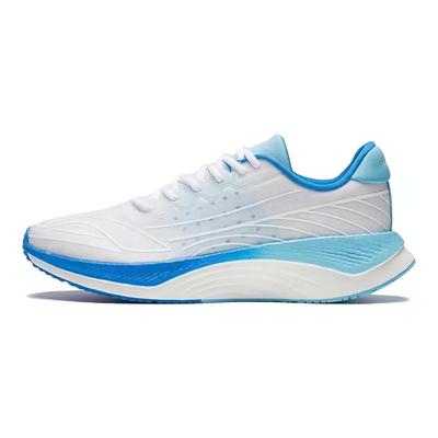 Li Ning Cushioning Slip Resistant Abrasion Resistant Low Top Running Shoes Men's White Blue ARHS031-1