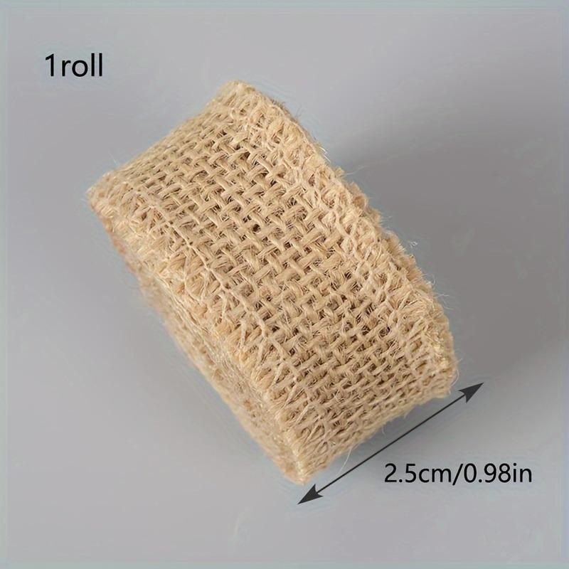 Natural Jute Fabric 1 Roll Thick Woven Jute Linen Fabric Strip Multi-Size DIY Craft Material for Belts, Christmas & Wedding Decorations