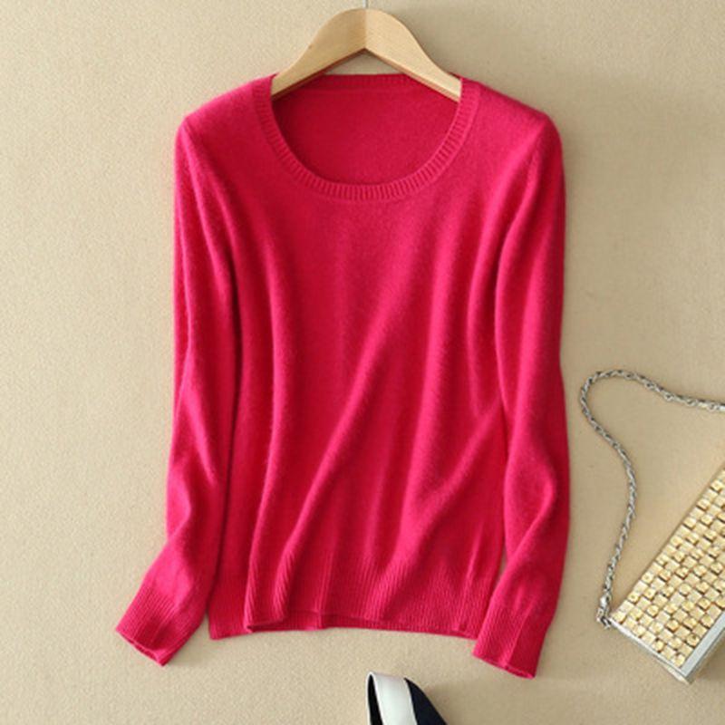 Stylish Women's Cashmere Loose Pullover Crew Neck Knit Sweater For Cozy Winter Wear