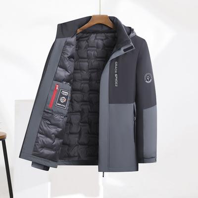 Daunen-Baumwolljacke, lockere Größe, mittellange Baumwolljacke für Herren, verdickt, für den Winter, kältebeständig, Herrenstil