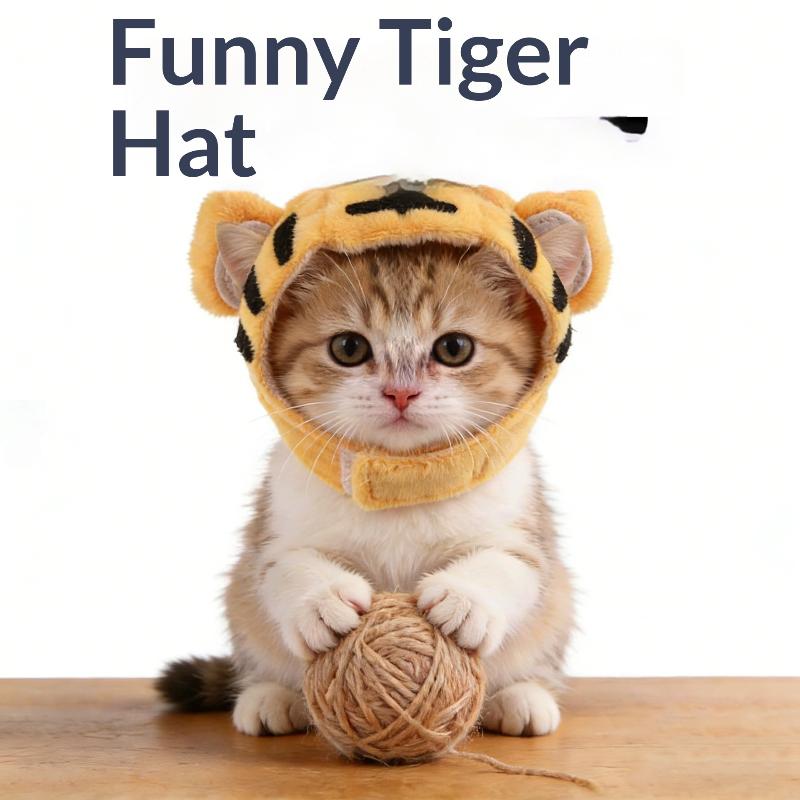 Cute Tiger Fruit Cat Plush Hat Cat Puppy Cosplay Costume Pet Accessories Adjustable Comfortable Warm Headdress Pet Headwear
