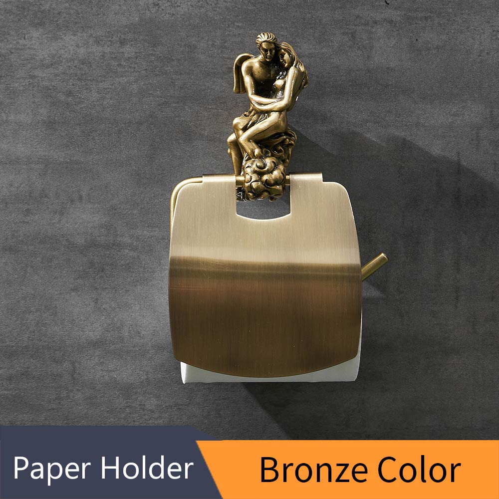 Toilettenpapierhalter zur Wandmontage für Badezimmer, romantisches Badezimmer, Antik-Bronze, Toilettenpapierhalter, klassisch, rostfrei, MB-0819B