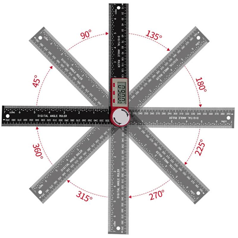 Digitaler Winkelmesser Digitaler Winkelmesser Metrisches Goniometer 360 Grad Edelstahl Rechtwinkliges Geodreieck Messwerkzeug 200 mm