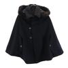 Y's Made In Japan Wool Blend With Fur Poncho 1 Black Cloak Women Used