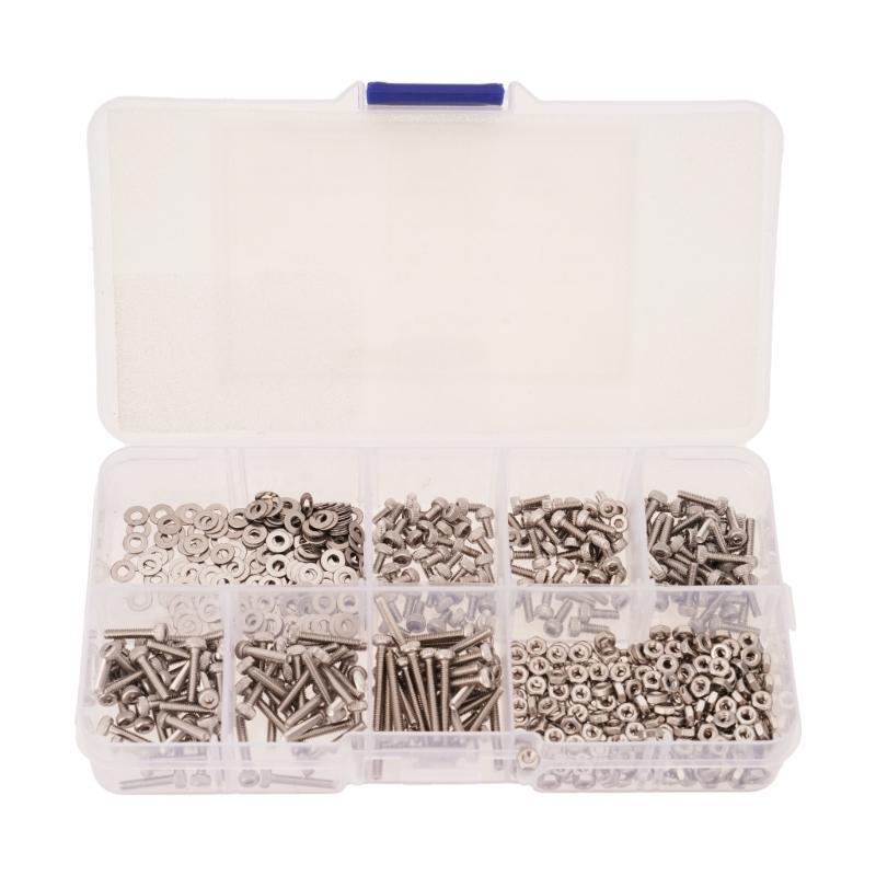 660pcs 2mm Screws Nut & Washers Assortment set Steel Hex Bolt Hexagon Socket Screws Set Hex Button Screws Nut set 1
