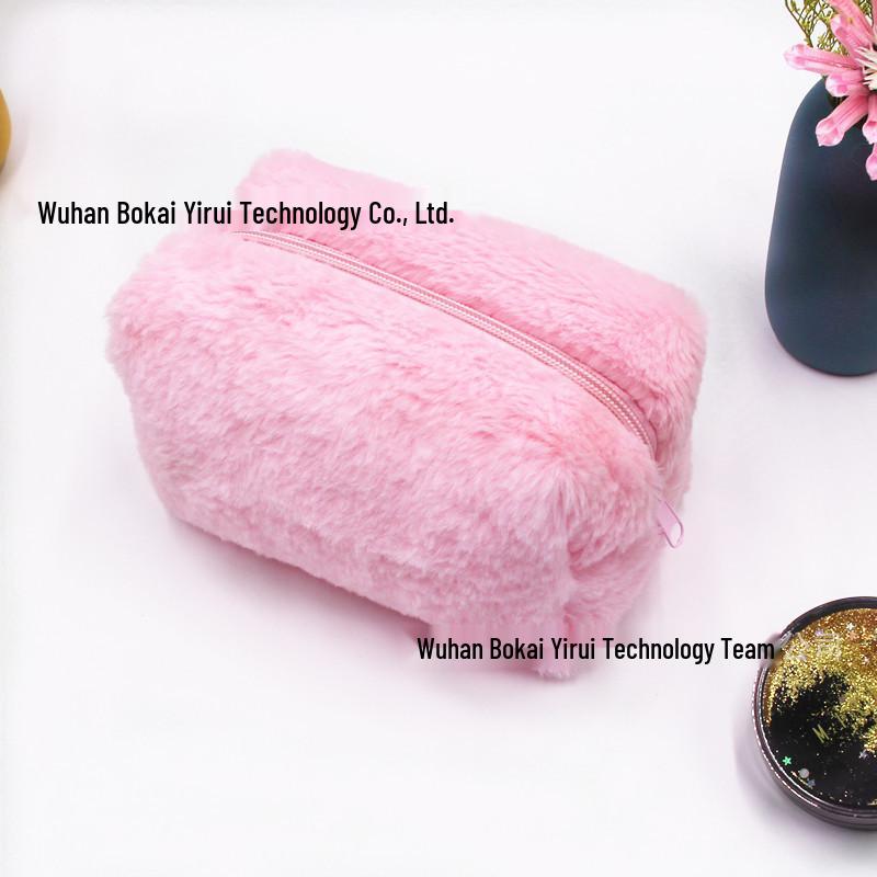 Candy Color Embroidered Macaron Plush Pencil & Makeup Bag