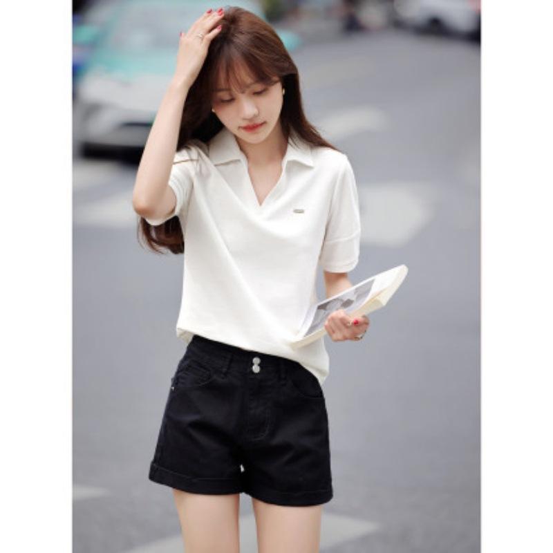 T-shirt casual a maniche corte con colletto POLO Estate Nuovo T-shirt a maniche corte con spalla anteriore