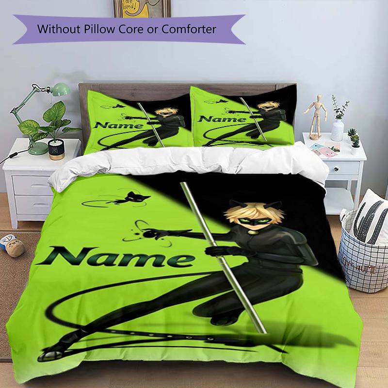 3pcs Custom Name Ladybug Bedding Set Duvet Cover Closure Includes 1 Duvet Cover & 2 Pillowcases, Soft and Comfortable for All Seasons.