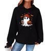 Women's Autumn/Winter Waffle Hooded Halloween Print Sweatshirt - Loose Fit, Long Sleeve, European Size