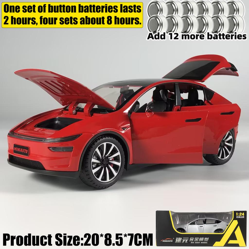 1:24 Model Y Facelift Off Road SUV Alloy Metal Diecast Model Car Sound & Light Pull Back Children Toy Collectibles Birthday Gift