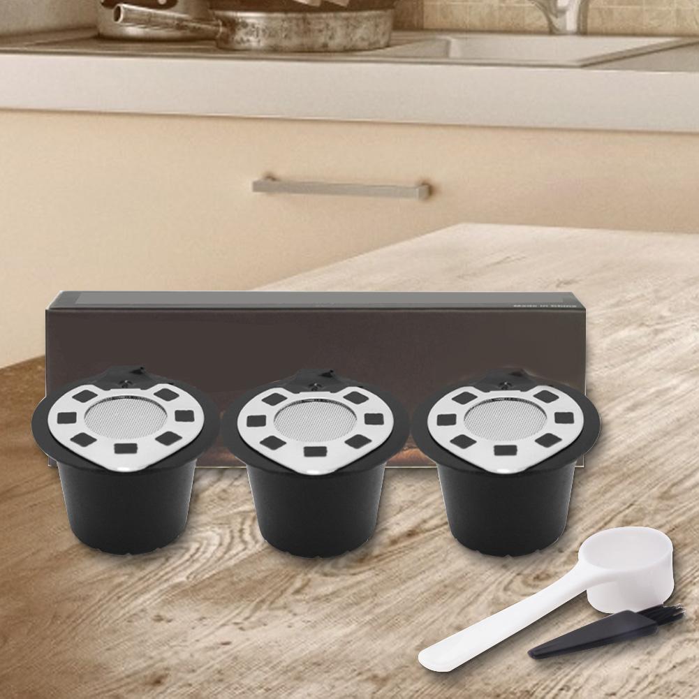 5 st/Set Plast & Rostfritt Stål Återanvändbara Påfyllningsbara Kaffekapslar Pod Filterkoppar Sil
