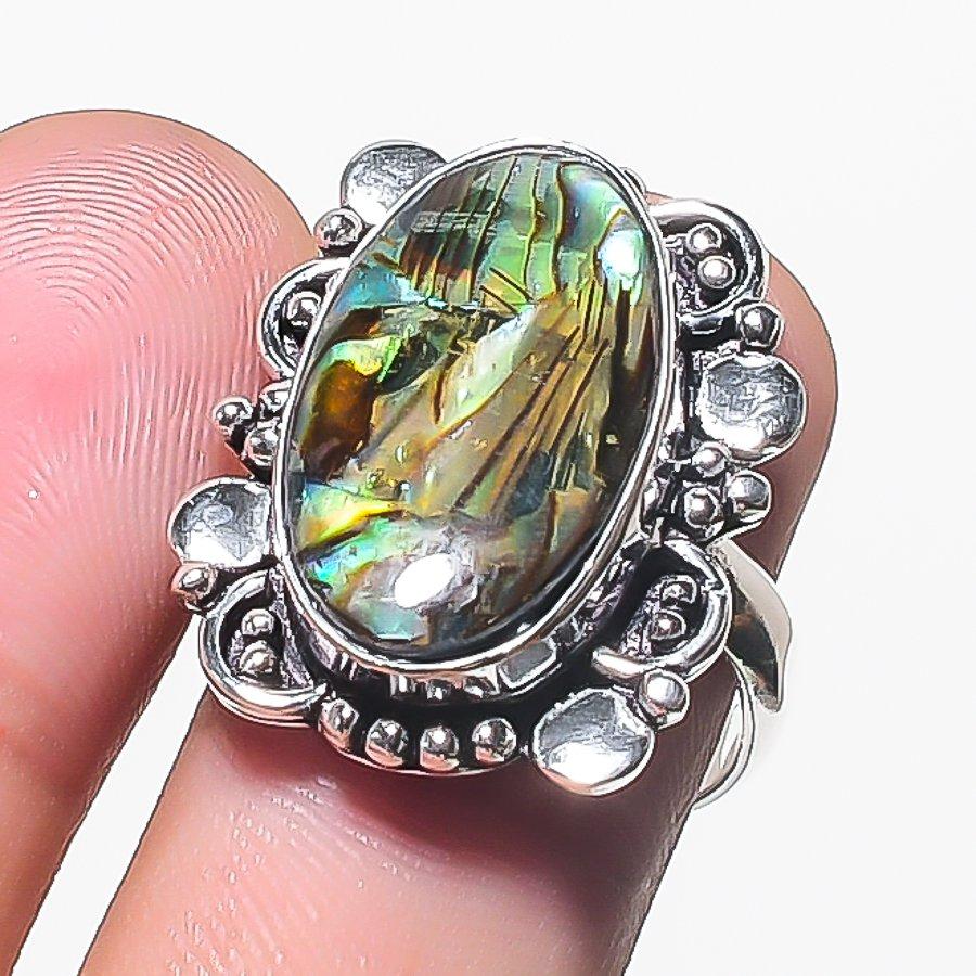 

Natural Dichroic Glass Gemstone 925 Sterling Silver Jewelry Ring Size 8 J6Z88