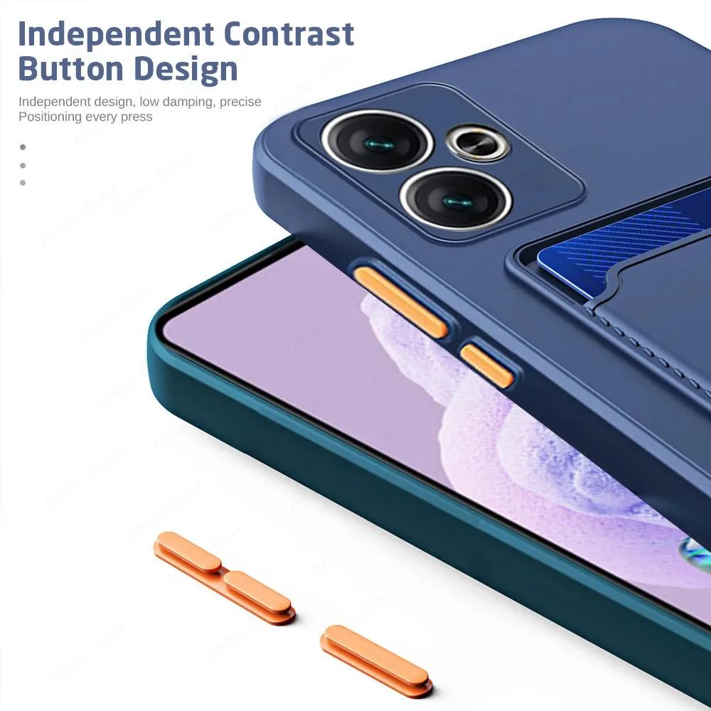 Silicone Card Wallet Case for Xiaomi Redmi 13 4G 13C 12C 12 10C 10A 9C 9A Soft Shockproof Card Slot Soft Bumper Back Full Protection Cover