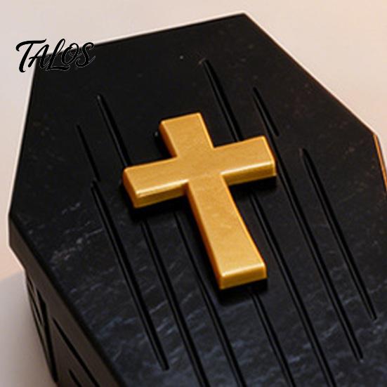 Novelty Desktop Displays 3D Printed Folding Coffins Figurine with Skeleton Ornament, Miniature Articulated Statue, Durable Pla Sculptures Dark Gothic