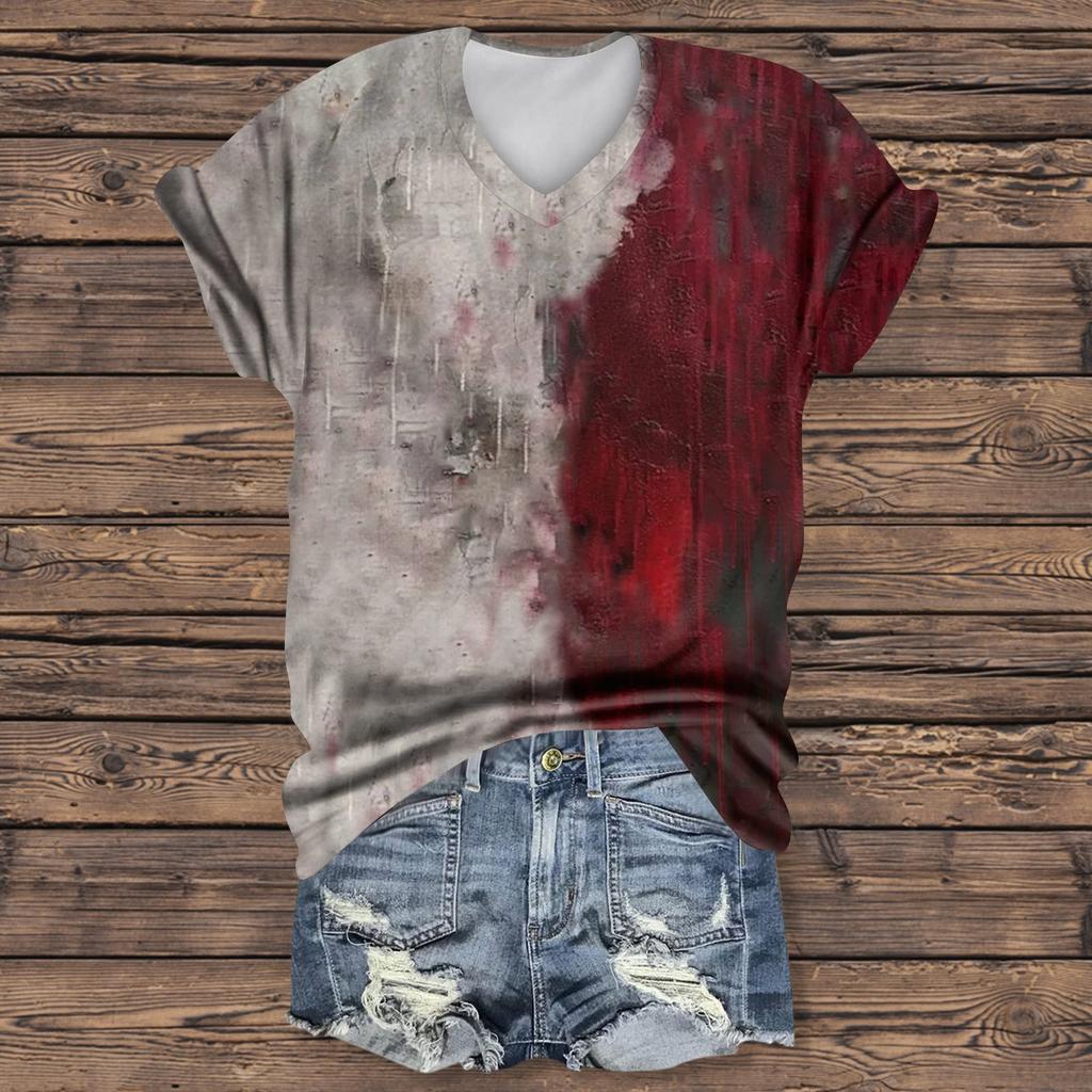 Women's Fashion Casual Short Sleeve Halloween Print Tops Halloween Elegant Tops