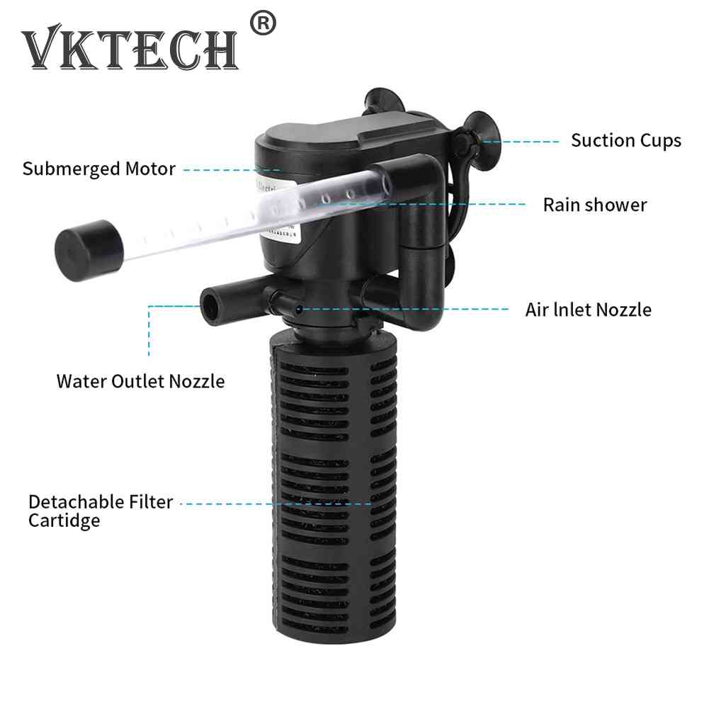 3 in 1 Silent Aeration Water Purifier Internal Pump Submersible Aquarium Filter Oxygen Submersible Water Purifier