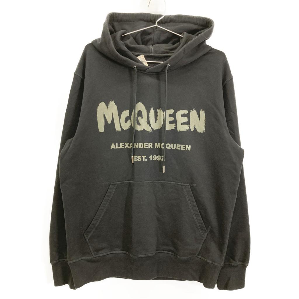 Alexander McQueen Black 23 Years 688715QTAAB Paint Logo Pullover Hoodie tops M blackUsed