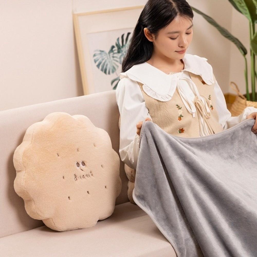 Soft Cow Horn Pillow Plush Air Conditioner Cushion Bread Pillow Blanket  For Bed and Sofa Decor