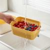 Stackable Kitchen Storage Basket With Handle Plastic Double Layer Drain Basket Multi-purpose Fruit Vegetable Storage Container