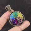 Baum des Lebens Regenbogen Solarquarz Druzy Anhänger Kupferdraht gewickelter Anhänger Handgefertigter Geburtssteinanhänger Edelstein Kupfer Schmuck Geschenk für Mama