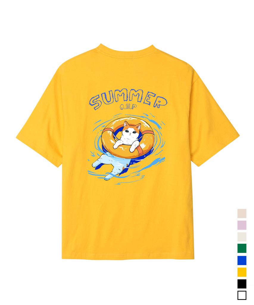 OHP Ohpxharmonia Bwater Play Cat Semi-Oversized Short Sleeve Tee (B Type)