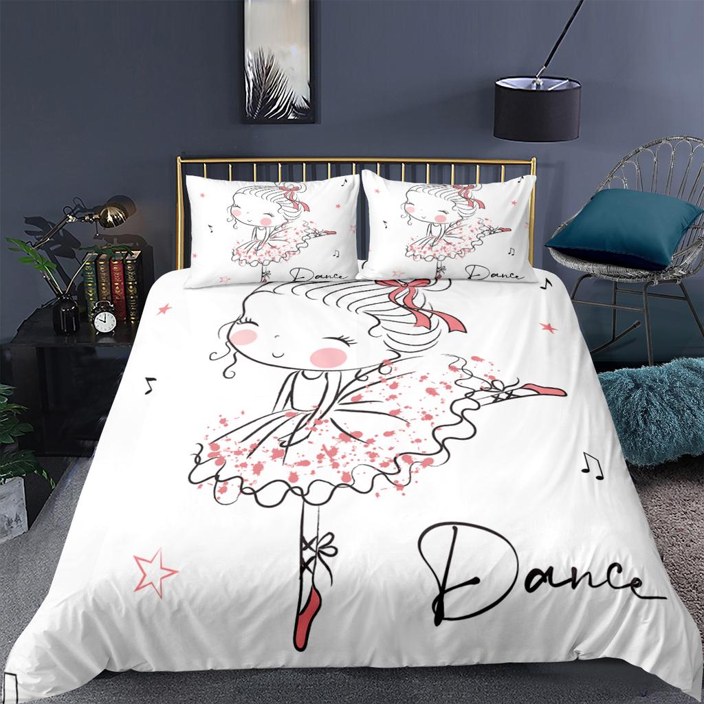 3D bed linen set girl dancer pattern printed duvet cover cushion cover ballet quilt cover cartoon house textiles