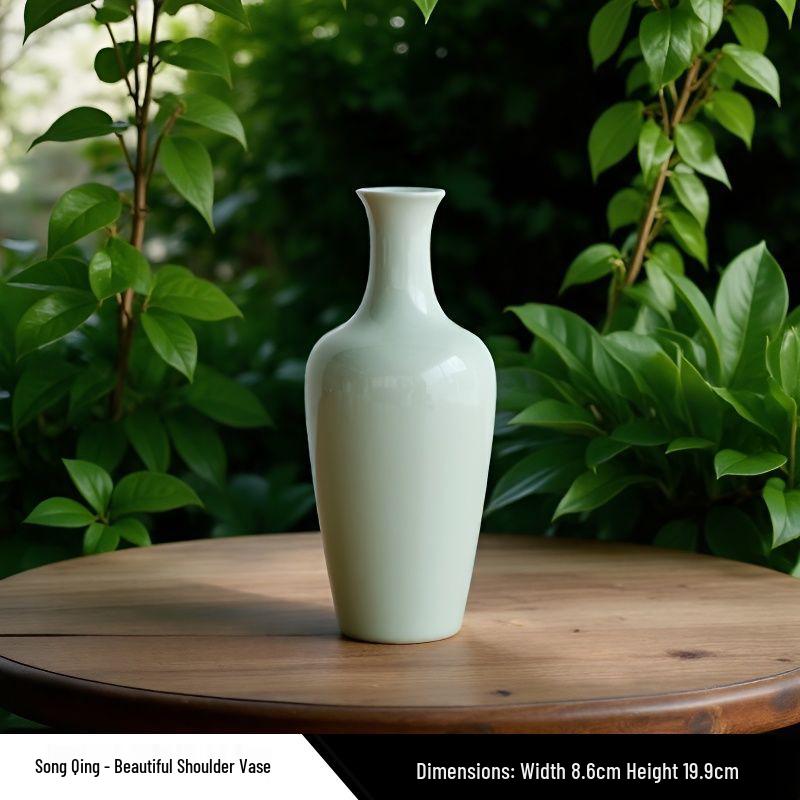 Elegant Ceramic Guanyin Vase: Zen-Inspired Shoulder Vase for Flowers and Ornaments