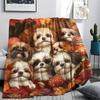 Puppy Print Flannel Blanket, High quality Comfortable for All Seasons, Home Decor, Warmth and Comfort, Perfect for Christmas Gifts