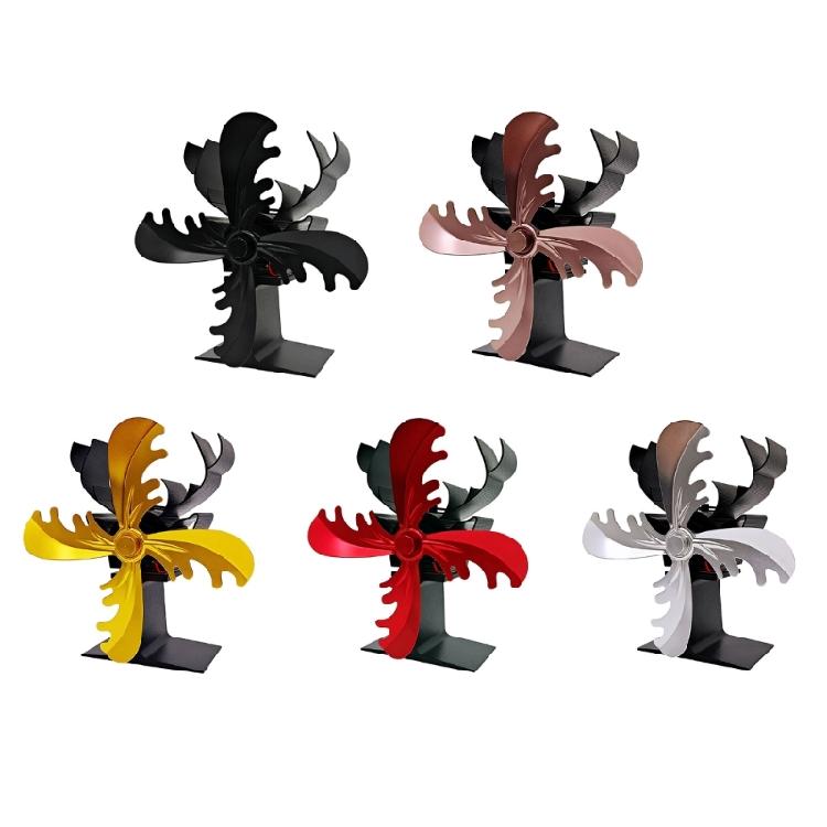 Efficient Heat Distribution Fireplace Fan Quiet Stove Fan Christmas Reindeer rosso