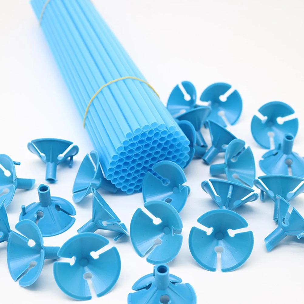 Set 100 Balloon Sticks Reusable Holders With Cups For Wedding Bridal Shower Graduation Carnival Decoration Plastic Stick