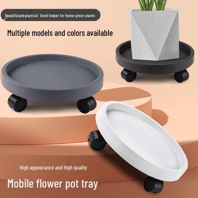 Universal Rolling Plant Stand with Water Tray - Round Base with Wheels for Household Pots