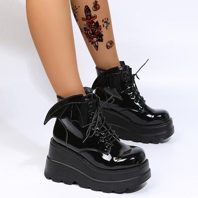 Platform Boots New Brother Dark Special Wing Wedge Short Boots Women's European and American Large Size Martin Boots