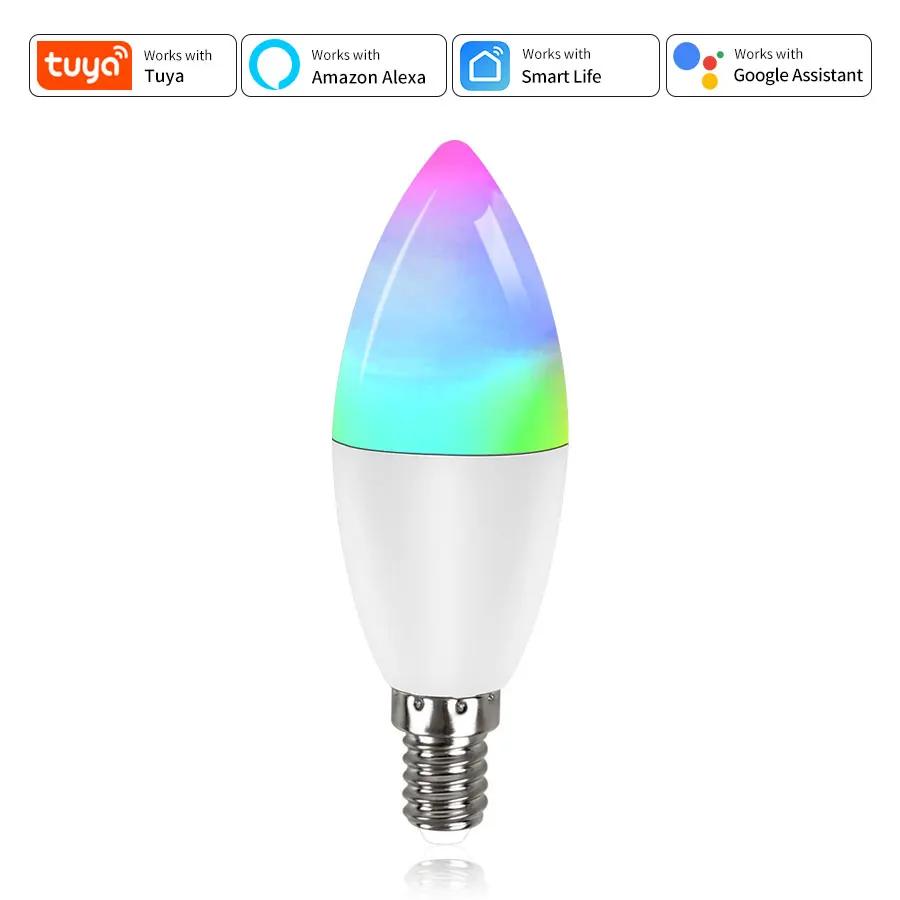 Tuya Wifi Led Bulb E14 220V Smart Life Candle Light with RF 2.4G Remote Group Control Alexa Google SmartThings Dimmable RGB Lamp