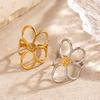 Stainless Steel Daisy Flower Rings for Women Creative Vintage Minimalist Open Rings Trendy Sweet Elegant Party Jewelry Gift