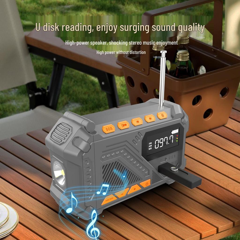 Solar-Powered Hand-Crank Radio with Emergency Power Bank and Multifunctional Capabilities