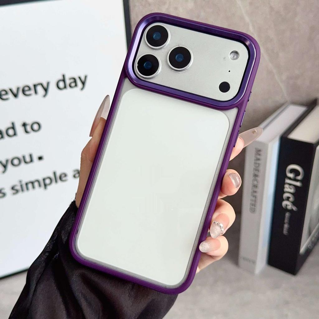 Transparent Silicone Frame Shockproof Case For iPhone 17 Air 16 15 14 13 12 11 Plus Pro Max Metal Camera Protection Hard Covers