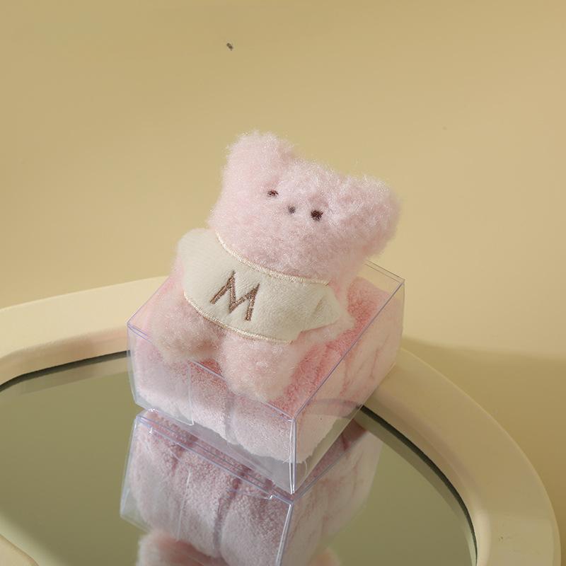 

Полотенце Полотенце для рук Мультяшное животное Детское квадратное тюльпан Маленькое полотенце Bear розовый