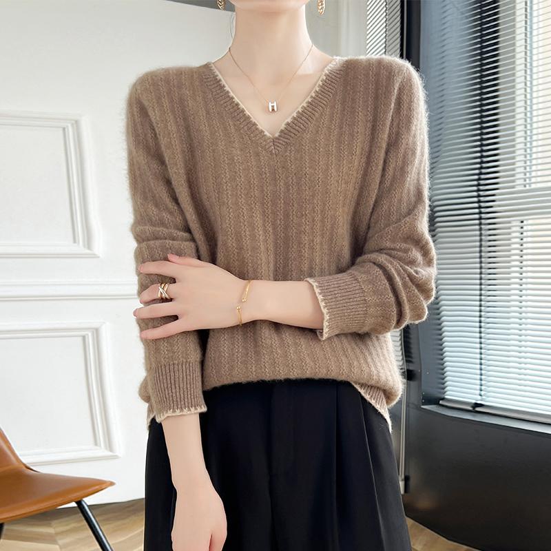 Dámský kašmírový svetr Qinghe kašmír 30% kašmír 70% vlna podzimní a zimní kašmírový svetr měkký a teplý