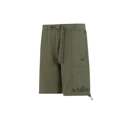Ss23 Homenagem à Cultura Chinesa Estampa de Chama Treinamento Físico Esportes Shorts Casuais Shorts Masculinos Verde-Militar 621924-73