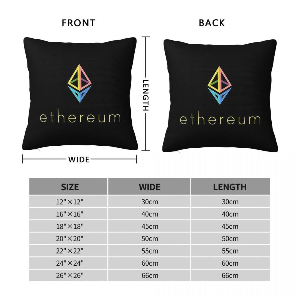 ETH Coin Logo Square Pillowcase Cushion Cover Pillow Case Throw Pillow Cover for Home Sofa Living Room