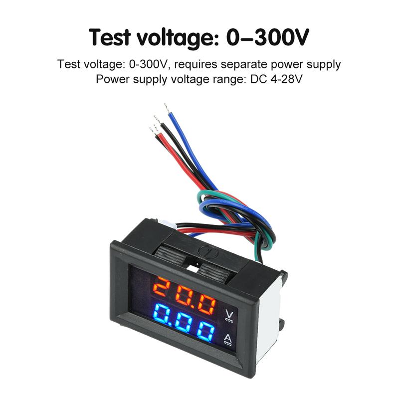 DC 0-300V 10/50/100A DC 0-100V 10/50/100A Voltmeter Ammeter LED Amp Dual Volt Meter Gauge LED Display Meter Amperemeter