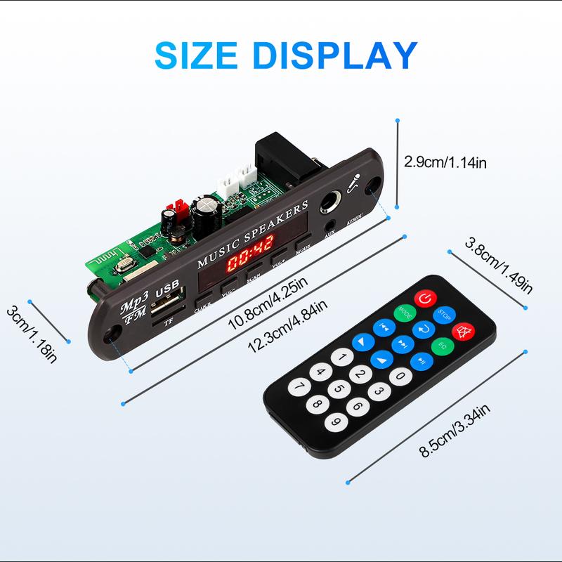 DIY MP3 Decoder Board Bluetooth 5.3 Wireless Handsfree Car Music Player with Microphone Function TF USB Car Audio FM Radio